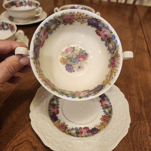 Vintage Black Knight Selb BAVARIAdouble handle teacup and plate set of 4 - Picture 4 of 7